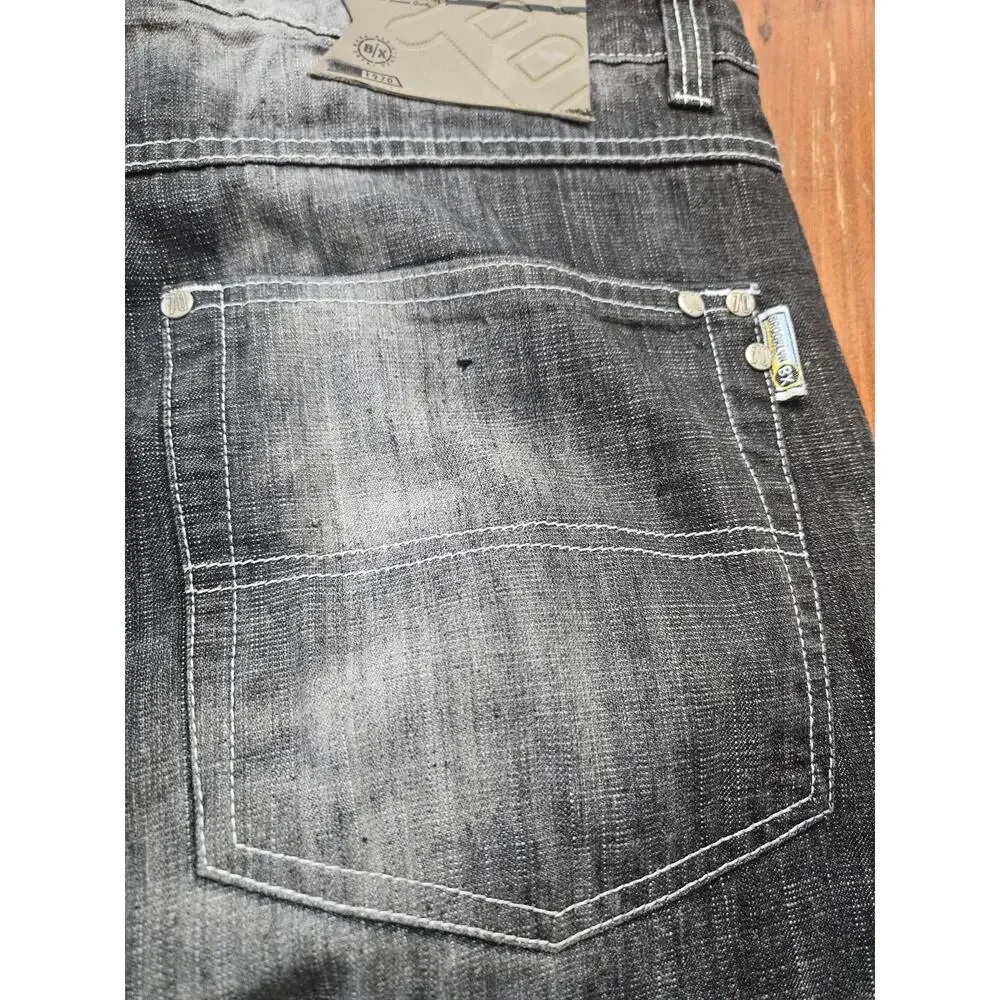 Brooklyn Xpress BX Y2K Baggy Wide Leg Jeans Black Wash Mens 40x34